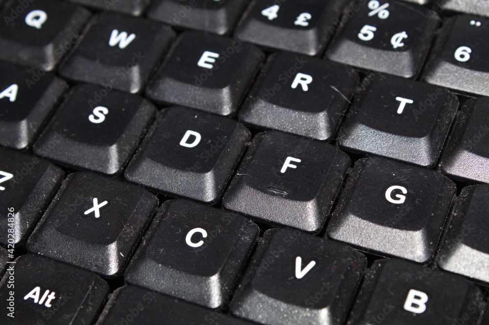 Poster computer keyboard with black keys