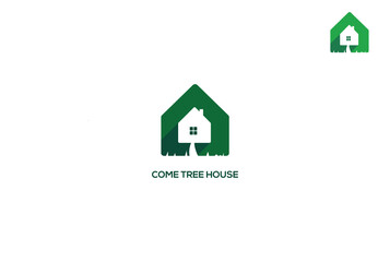 Home Tree or come tree house logo, Beautiful tree house concept.  very suitable for logos for natural home decor, garden houses, plantations, etc.