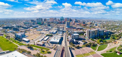 Fotobehang Downtown Phoenix, Arizona, VS Skyline-antenne © Kevin Ruck