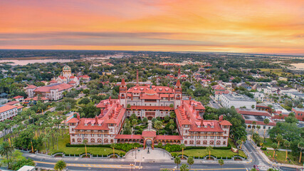 St Augustine, Florida, USA Downtown Skyline Aerial - obrazy, fototapety, plakaty