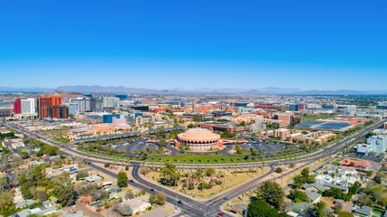 Tuinposter Tempe, Arizona, VS Downtown Drone Skyline-antenne © Kevin Ruck