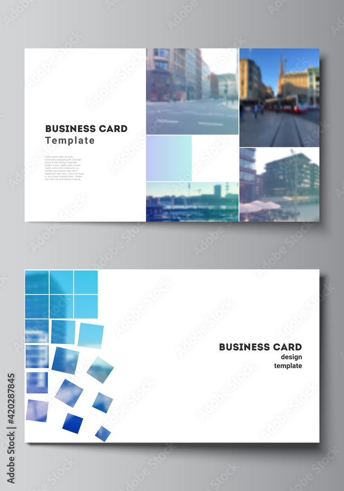 Poster vector layout of two creative business cards design templates, horizontal template vector design. ab