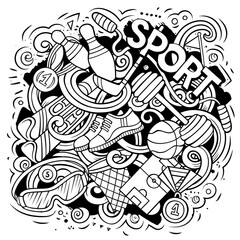 Sport cartoon doodle illustration. Funny Art design.