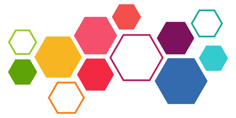 colored futuristic hexagonal teamwork process