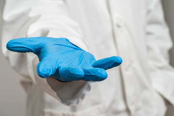 Doctor holding medicine for vaccination, closeup