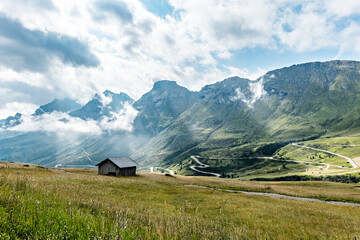 Vista sul passo Pordoi, Arabba