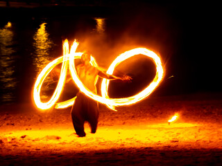 fire show at the beach in Mauritius