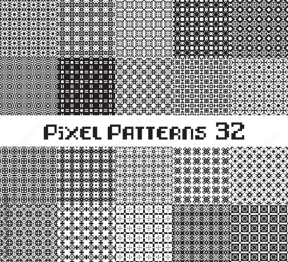 Poster abstract seamless pattern in pixel style. set geometric design background.