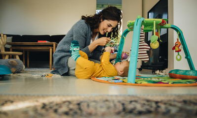 Woman enjoying spending time on maternity leave