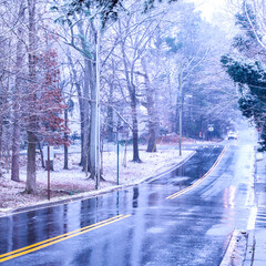Snowy Neighborhood Street