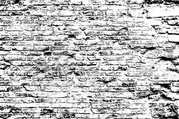 Old grungy retro dirty dusty brick wall of ancient city. Uneven pitted peeled surface brickwork of cellar worn. Ruined shabby stiff blocks. Hard solid messy ragged holes brickwall for 3D grunge design