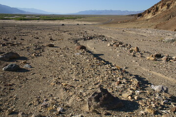 Death Valley, California, Desert Landscape Alluvial fan From Mosaic Canyon Entrance showing the...