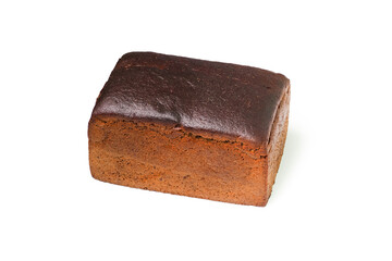 Loaf of rye monastery bread isolated on white background