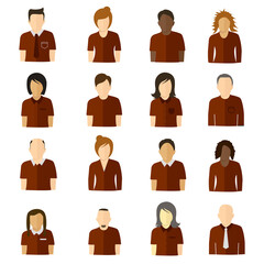 Minimalistic flat user icons with uniform brown colors