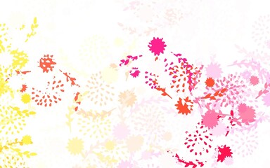 Light Red, Yellow vector abstract design with flowers, roses.