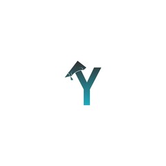 Letter Y logo icon with graduation hat design vector