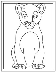
Baby lion hand drawn vector template, kids coloring page

