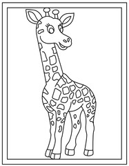 
Giraffe hand drawn vector template, kids coloring page

