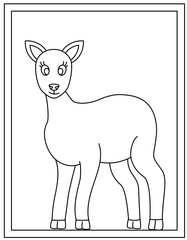 

Baby goat hand drawn vector template, kids coloring page


