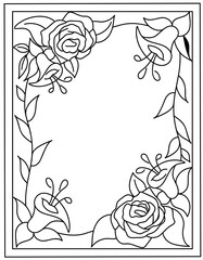 
Floral border template, kids drawing page 

