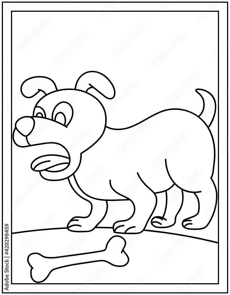 Poster dog in hand drawn editable vector, kids coloring page