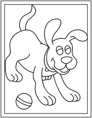 
Dog in hand drawn editable vector, kids coloring page 


