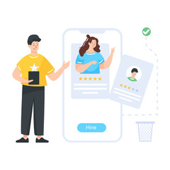 
An online hiring flat editable illustration

