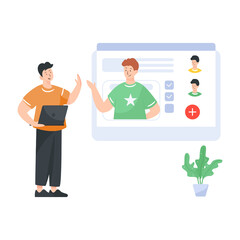 
Online interview in flat design illustration

