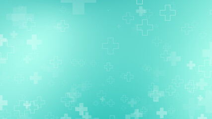 Abstract medical green blue cross pattern background.