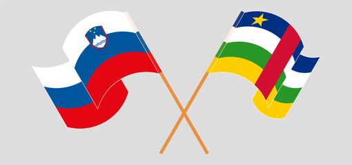 Crossed flags of Slovenia and Central African Republic. Official colors. Correct proportion