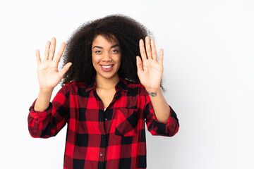 Young african american woman over isolated background counting ten with fingers