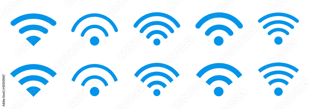 Poster wifi internet icons sign set, wifi icon collection in various shapes with rounded and sharp corners 