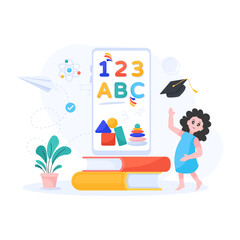 
An e book for primary education, flat illustration

