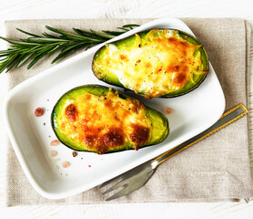 baked avocado with mozzarella