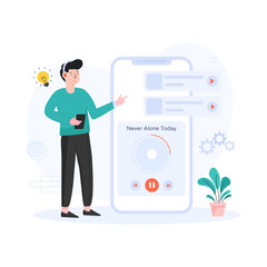 
Mobile app setting illustration in flat design


