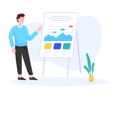 
Person with board denoting flat illustration of business presenter 

