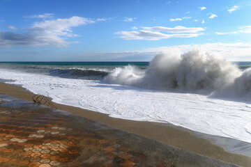 Abkhazia. Storm on the shore in gagra.