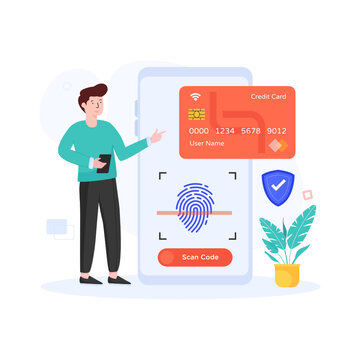 
Card Inside Smartphone, Secure Payment Illustration

