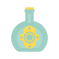 Bottle of alcohol, another drink or water. Party, pub, restoraunt or club element. alcohol coctail with vermouth. Vector illustration, isolated on a white background.
