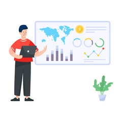 
A flat editable illustration of revenue management 

