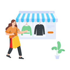 
An online shopping store in flat illustration


