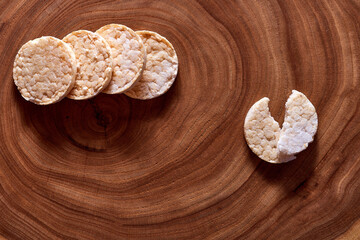 buckwheat breads on a wooden background. Top view. With copy space. 