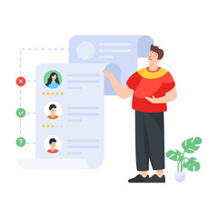 
Flat illustration of candidates list in editable design

