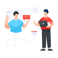 
Employee discussion flat editable illustration

