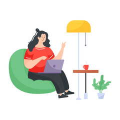 
Work from home illustration in editable design

