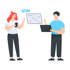 
Employee discussion flat editable illustration

