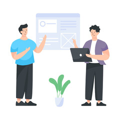 
Employee discussion flat editable illustration

