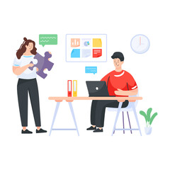 
Employee discussion flat editable illustration


