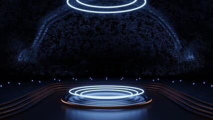 Dark sci-fi indoor environment mockup