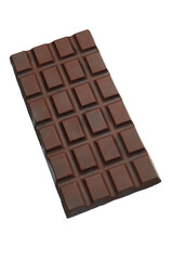 Brown milk chocolate bar isolated on white.